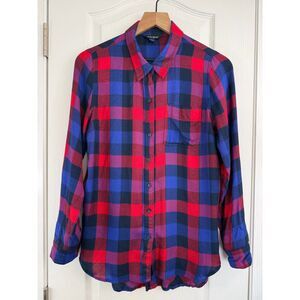 Lucky Brand Women's Long Sleeve Flannel Button Up Shirt Multicolor Plaid Size S